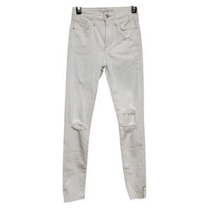 Joe's White Distressed High Waist Skinny Ankle